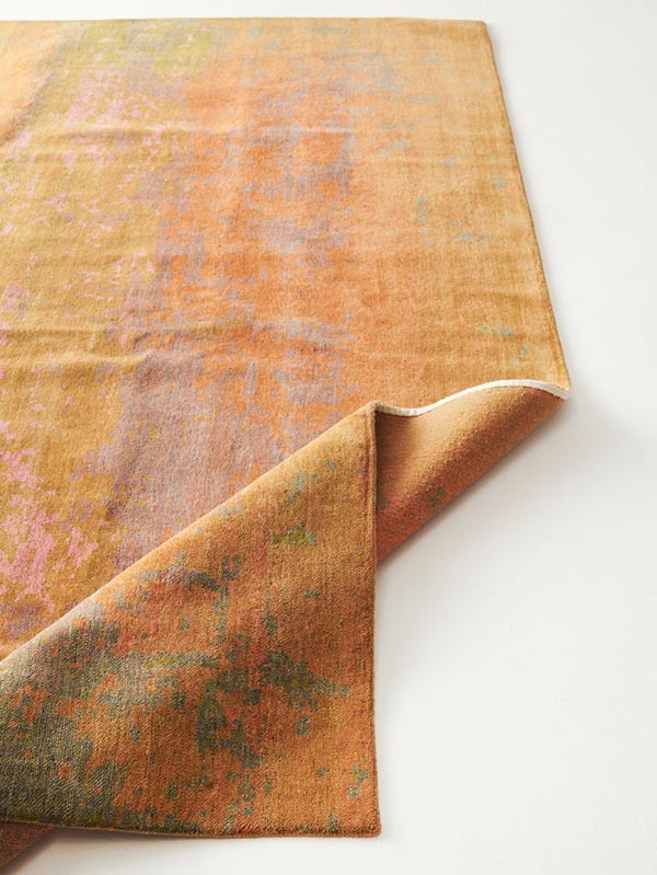 Pure wool rug - Orange Fresco pattern 114429